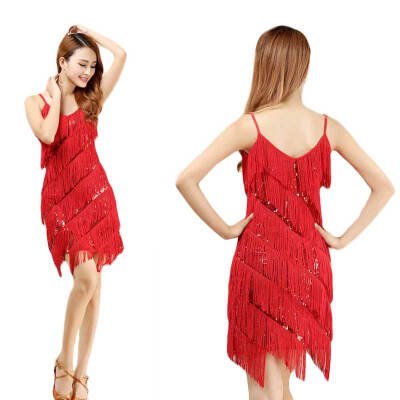 

High quality sexy tassel latin dance dress fringe latin dance costumes for women on sale