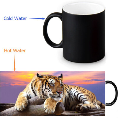 

Tiger 350ml/12oz Heat Reveal Mug Color Change Coffee Cup Sensitive Morphing Mugs Magic Mug Milk Tea Cups