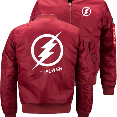 

Superman the flash Bomber Flight Flying Jacket Winter thicken Warm Zipper Men Jackets Anime Mens Casual Coat
