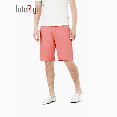 

INTERIGHT casual shorts mens cotton twill washed casual pants coral red 32 L
