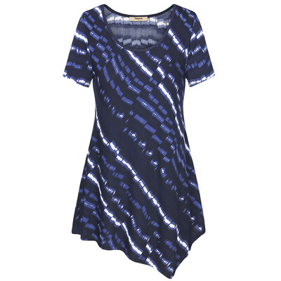 

Timeson Summer New Striped Print Tee Women Basic Tops Short Sleeve Irregular Hem Female T-shirt Women Knitted Casual Tunic Top