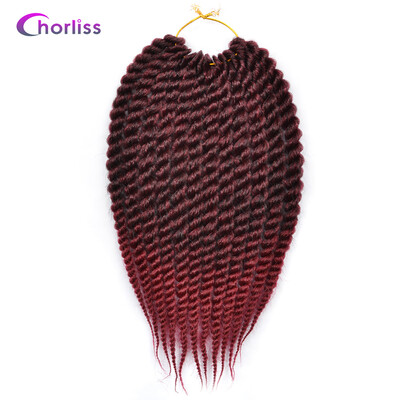 

Chorliss 12" Synthetic Ombre Color Braiding Hair Extensions Mambo Twist Crochet Braids Hair burgundy 75gpack