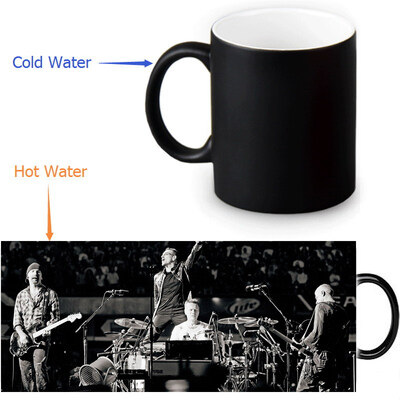 

U2 Rock Band 350ml / 12oz Heat Reveal Mug Color Change Чашка кофе Чувствительные морфинг-кружки Волшебная чашка для чайных чашек