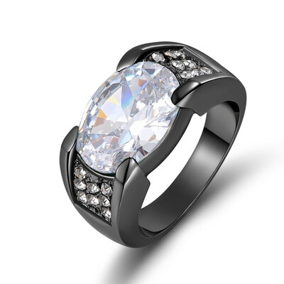 

35CT Fashion jewelry Mens 18K Black Gold Plated Wedding Matching RubyamethystTopaz Zircon stone Ring Size 7-15