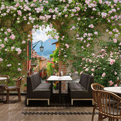 

Papel De Parede Floral Retro Pastoral Style Rose Backdrop Wallpaper Milk Tea Cake Shop Cafe Restaurant Romantic Decor 3D Mural