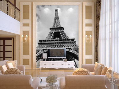 

Custom photo wallpaper Paris tower black&white scenery 3D bedroom living room wallpaper mural