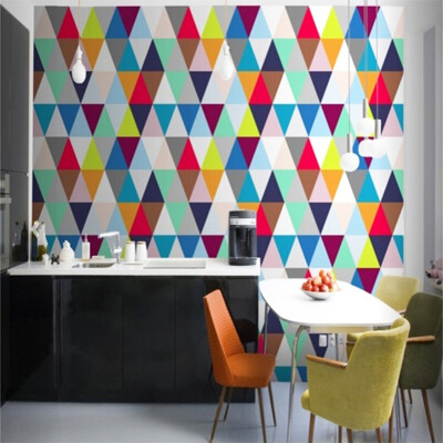 

Modern Simple Colorful Geometric 3D Stereo Mural Kitchen Living Room Restaurant Photo Wallpaper Roll Papel De Parede 3D Paisagem