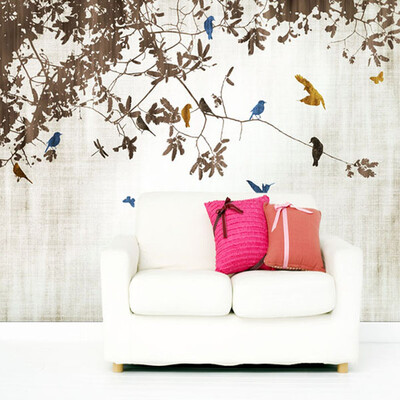 

Custom 3d mural living room bedroom TV background mural wallpaper retro Chinese flower branch wallpaper