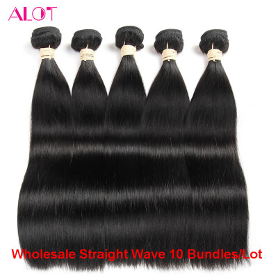 

Alot Wholesale Malaysian Straight wave 10 bundles human hair Natural Color Fast Shipping Remy Hair Extension