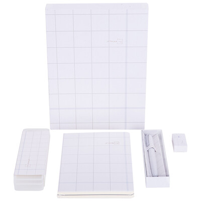 

Deli Ali A5 square inch series hardcover student stationery gift set 4 piece set blue 68890A