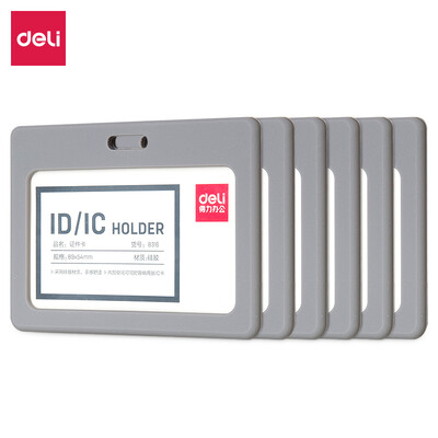 

Deli deli 6 soft plastic horizontal ID card holder employee card bus card set gray 8316