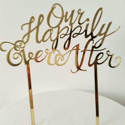 

MEYA Mirror Gold Que Happy Everafter Premium Quality Wedding Cake TopperAcrylic Cake Topper ORIGINAL&exclusive design QUA