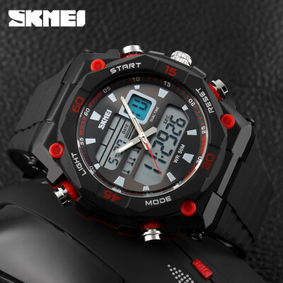 

Mens Military Dual Time Zones Analog Digital Waterproof Sporty Wrist Watch