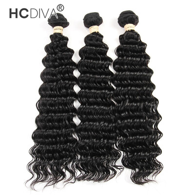

Indian Virgin Hair Deep Wave 3 Pcs Lot 100 Real Human Hair Wefts 100g Bundle Soft&Full End Natural Black Color Deep Curl