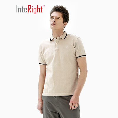 

INTERIGHT cotton POLO shirt mens T-shirt washed casual short-sleeved shallow khaki