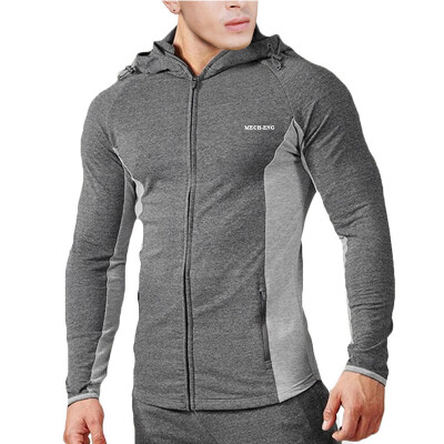 

MECH-ENG Men's Active Hoodie Gym Workout Fitness Zip Jackets for Outdoor Casual Sportwear in Black & Grey