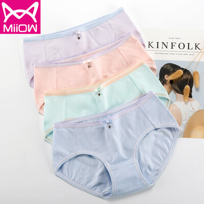 

Cat MiiOW womens underwear in the waist sexy lace underwear womens solid color cotton triangle large size womens underwear 4 gift box elegant pendant  17595