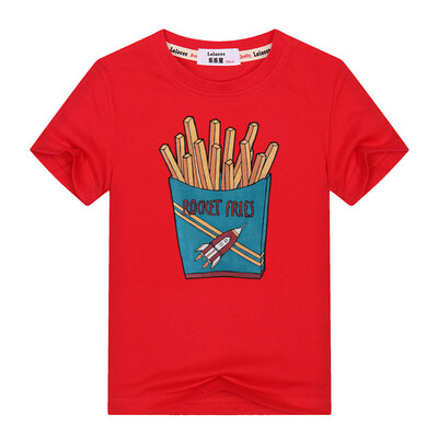 

Cartoon Rocket Fries Отпечатанные футболки для детей 2018 Летнее мороженое Смешные детские девочки Мальчики Топы Тройники 100% Хло
