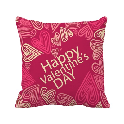 

Happy Valentines Day Pink Heart Square Throw Pillow Insert Cushion Cover Home Sofa Decor Gift