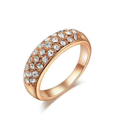 

Yoursfs® 18K Rose Gold Plated Full Crystal Simulated Diamond Ring Use Austrian Crystal Wedding Ring