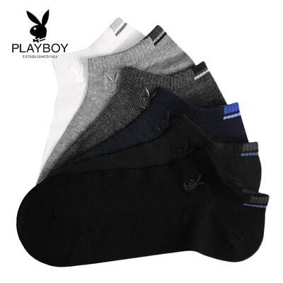 

Playboy business mens boat socks low to help cotton socks mens invisible socks sports shallow mouth short tube 6 double gift box 2980-6 multi-color code