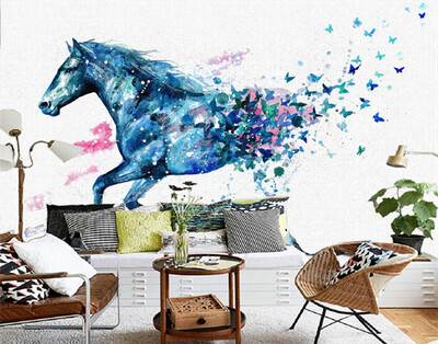 

Custom 3D photo wallpaper Wall painting watercolor horse art mural lounge KTV background wallpaper mural