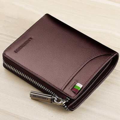 

LAORENTOU Mens Wallet Top Layer Leather Durable Classic Business Short Multi-Card Ticket Holder 330J005L5A Black