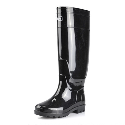 

Warrior High-barrel rain boots rubber shoes work shoes water shoes mens rain boots HXL8199 black high tube 42