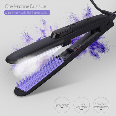 

Steam Fast Hair Straightener Brush Spray Flat Iron Straightening Comb Hairbrush 2 In 1 Ceramic Hair Curler Roller Curls Straight