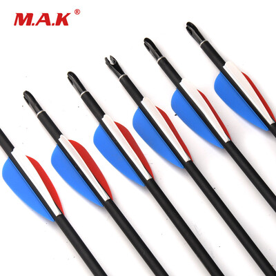 

12 pcs Carbon Arrow 30 Inches Spine 1000 Diameter 6mm with Russian Flag Pattern for CompoundRecurve Bow Archery Hunting