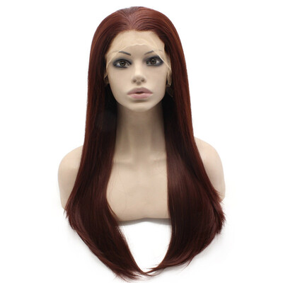 

Iwona Synthetic Hair Lace Front Long Straight Dark Wine Red Wig
