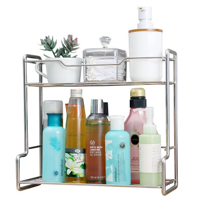 

Ou Runzhe rack bold stainless steel two-tier storage rack bathroom L-shaped desktop storage rack kitchen finishing rack