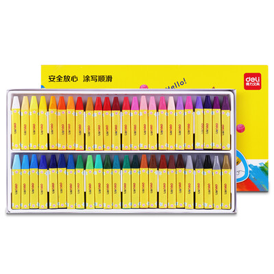 

Deli deli 48 color student triangle rod silky oil pastels childrens crayon painting pen 72082