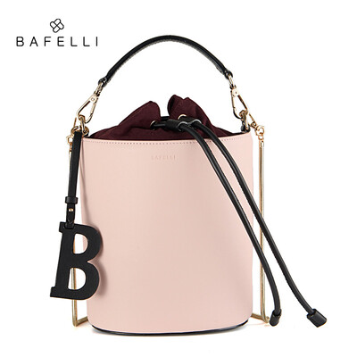 

BAFELLI women bags split leather bucket handbag high quality string shoulder bag letter ornaments bolsos mujer red crossbody bag