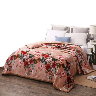 

iDouillet 380 GSM Microplush Fleece Blanket Glowing Peony Flowers Print Twin Full Queen King Size