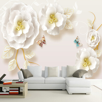 

Custom Photo Wallpaper Murals 3D Embossed Rose Living Room TV Background Wall Painting Non-woven Wallpaper Murales De Pared 3D