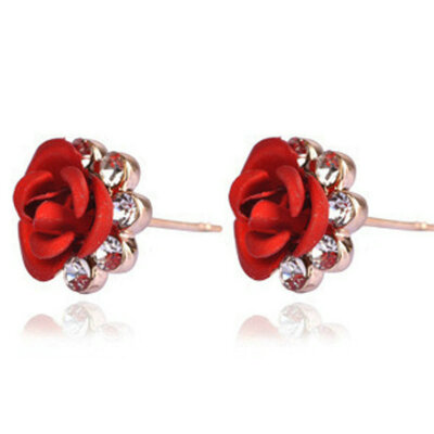 

Yoursfs® 18K Gold Plated Use Austrian Crystal Painting Red Flower Earring