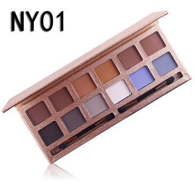 

12 Color Matte Shimmer Waterproof Brand Eyeshadow Pallete Balm Brow Cosmetic Makeup Natural Gift
