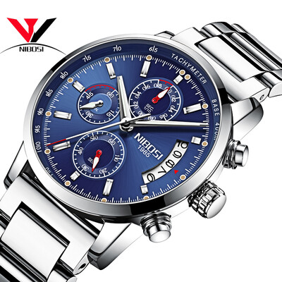 

NIBOSI Quartz Wrist Watch Men Top Brand Luxury Watch Fashion Men Sport Watch Leather Band Chronograph Stainless Steel Relogios