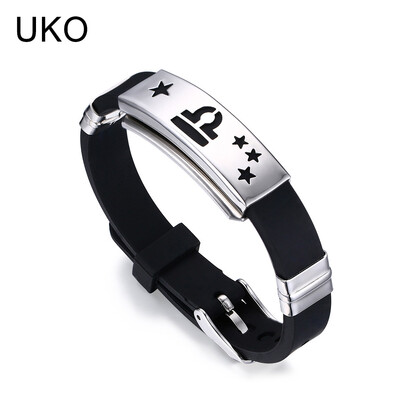 

UKO Stainless Steel Bracelet Men Bracelet Silicone Gothic Punk Rock Bracelets & Bangles for Men Daily Jewelry