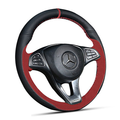 

Wufu Jinniu car steering wheel cover hand-sewn leather handle set Mercedes-Benz special red