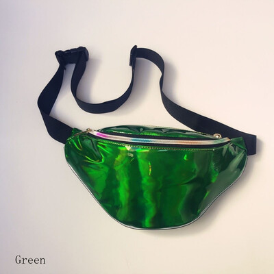 

Womens Fanny Pack PU Laser Purse Waist Chest Bag Girls Hip Bag Punk Party Bag