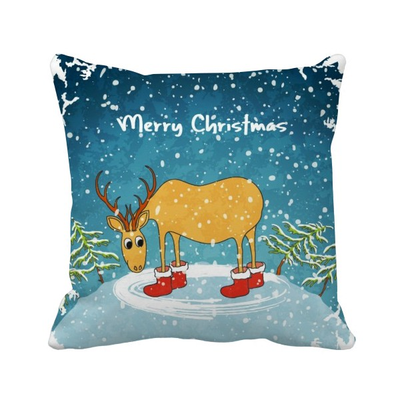 

Christmas Deer Festival Illustration Square Throw Pillow Insert Cushion Cover Home Sofa Decor Gift