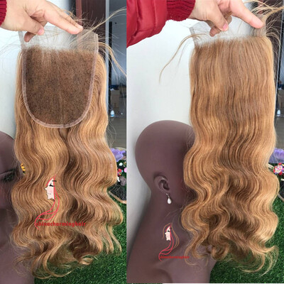 

Honey blonde Body Wave Hair Closure 27 color Lace Closure Free Part Closure bleached knots