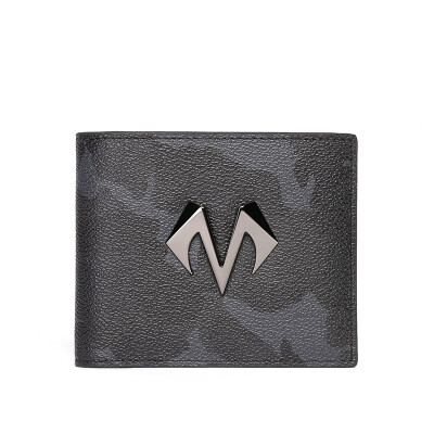 

BABAMA wallet mens short youth personality camouflage multi-card wallet fashion business casual wallet - black black  word