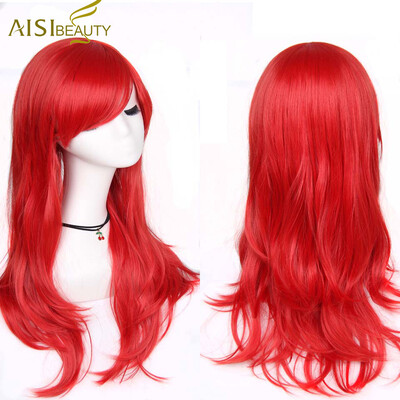 

AISI BEAUTY Long WavySynthetic Cosplay Wig Red Pink Blue Sliver Gray Blonde Brown 70 Cm Synthetic Hair Wigs