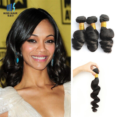 

3 pcs/lot Peruvian human hair bundles cheap natural black loose wave hair weaving for women