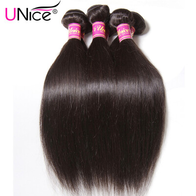 

UNICE HAIR Brazilian Straight Virgin Hair 100 Human Hair Weave Bundles 8-30inch Remy Hair Weaving 3 Bundles