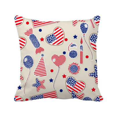 

USA Balloon Candy Heart Flag Star Festival Square Throw Pillow Insert Cushion Cover Home Sofa Decor Gift