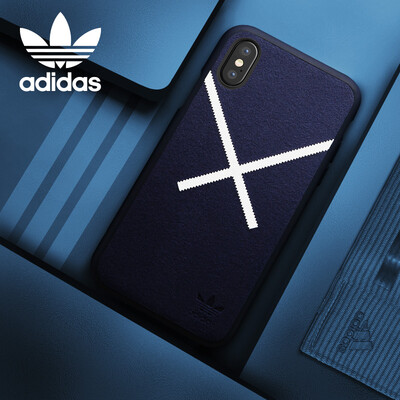 

Adidas iPhoneX phone shell imitation deerskin cashmere soft feel Apple 10 male silicone all-inclusive simple slip resistant protective sleeve blue